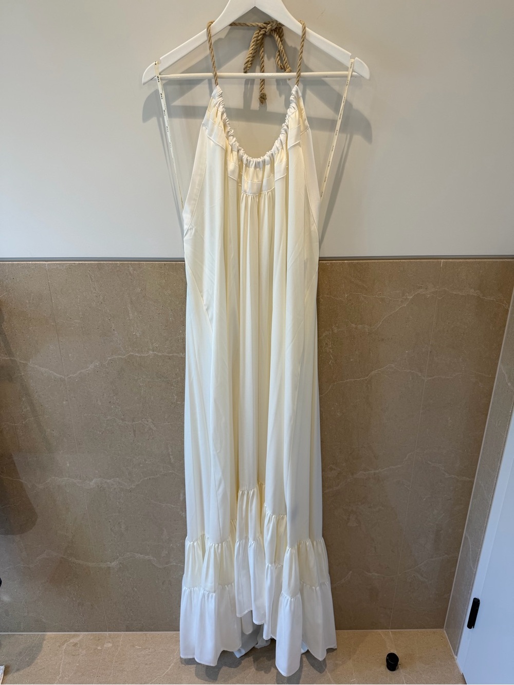 Like New - Just BEE Queen Cream Halter Maxi Dress (XL)